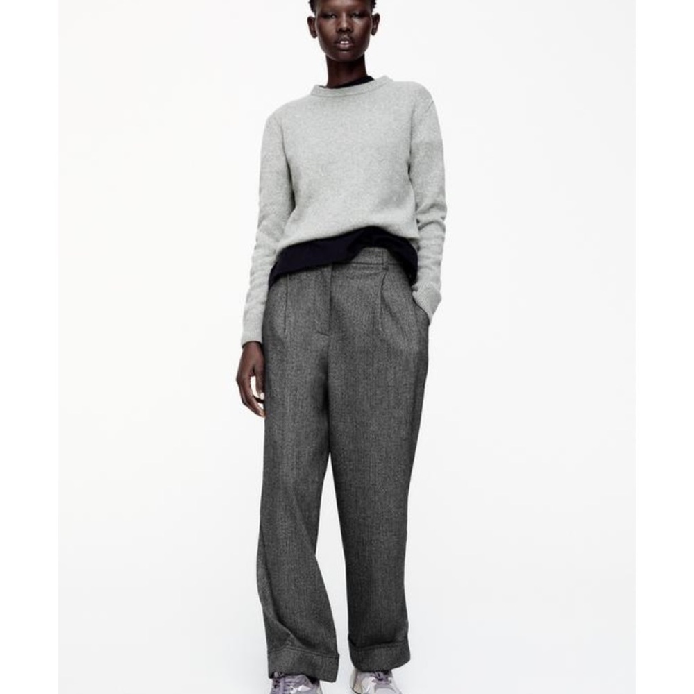 Zara Black and Grey Peppered Dress Pants